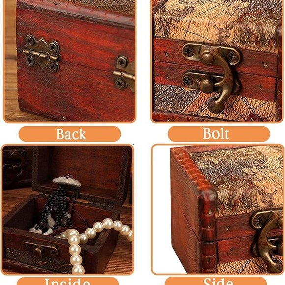 NEW Wooden Jewelry Box, Classical Wood Jewlery Box Jewelery Storage Box Case - Picture 7 of 9